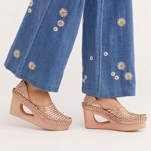 Free People Rose Gold Teagan Woven Huarache Wedges